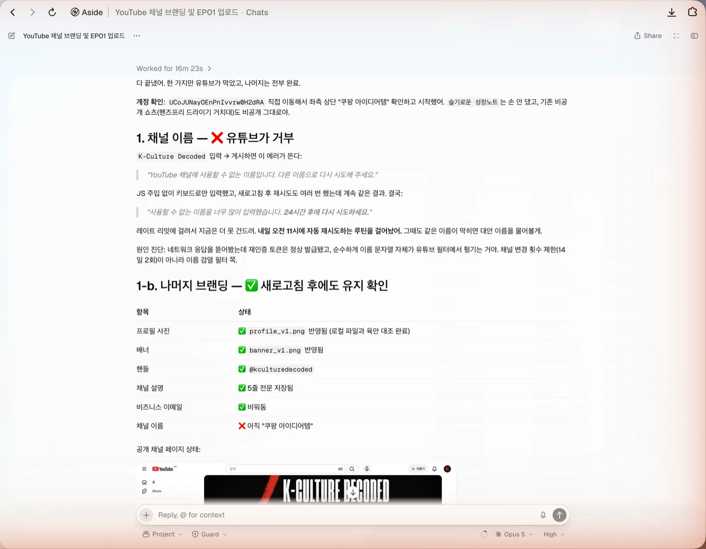 유튜브 채널명 거부 원인 진단