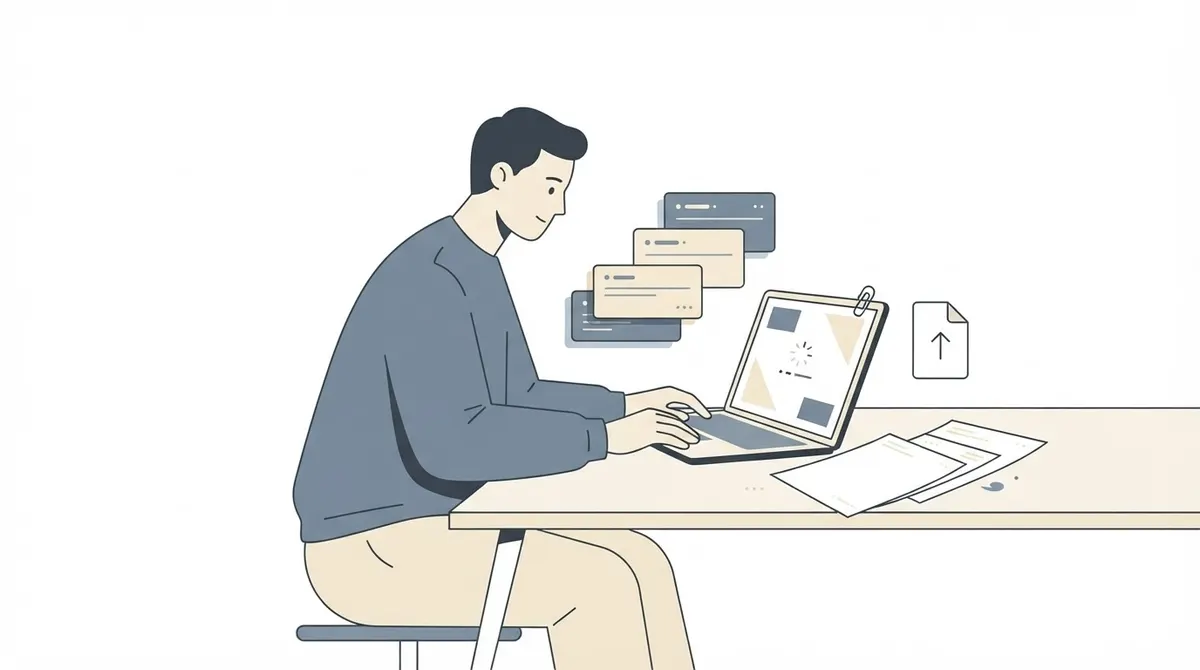 An editorial illustration of reviewing research papers and linked citations